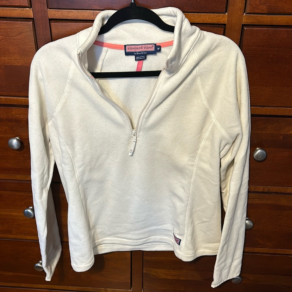 Vineyard Vines size medium fleece 1/4 zip, cream color
